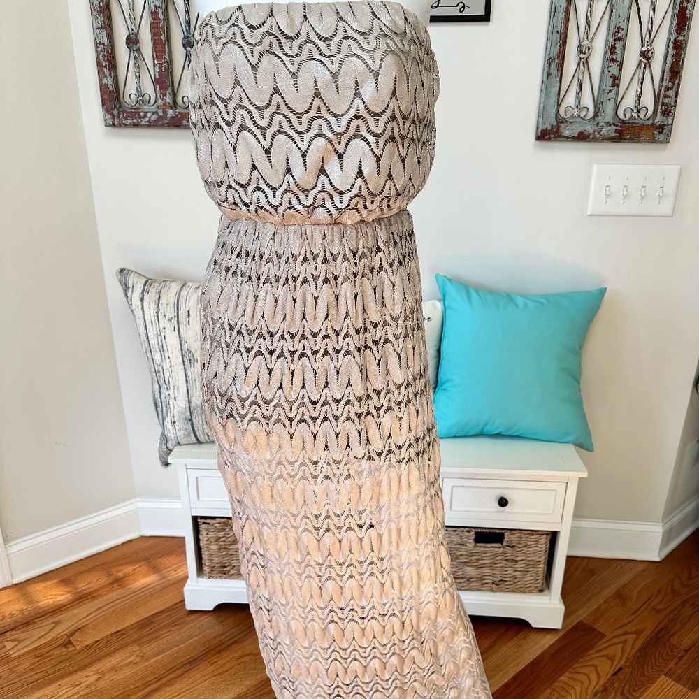 Gold Strapless Dress, can be formal or dinner attire